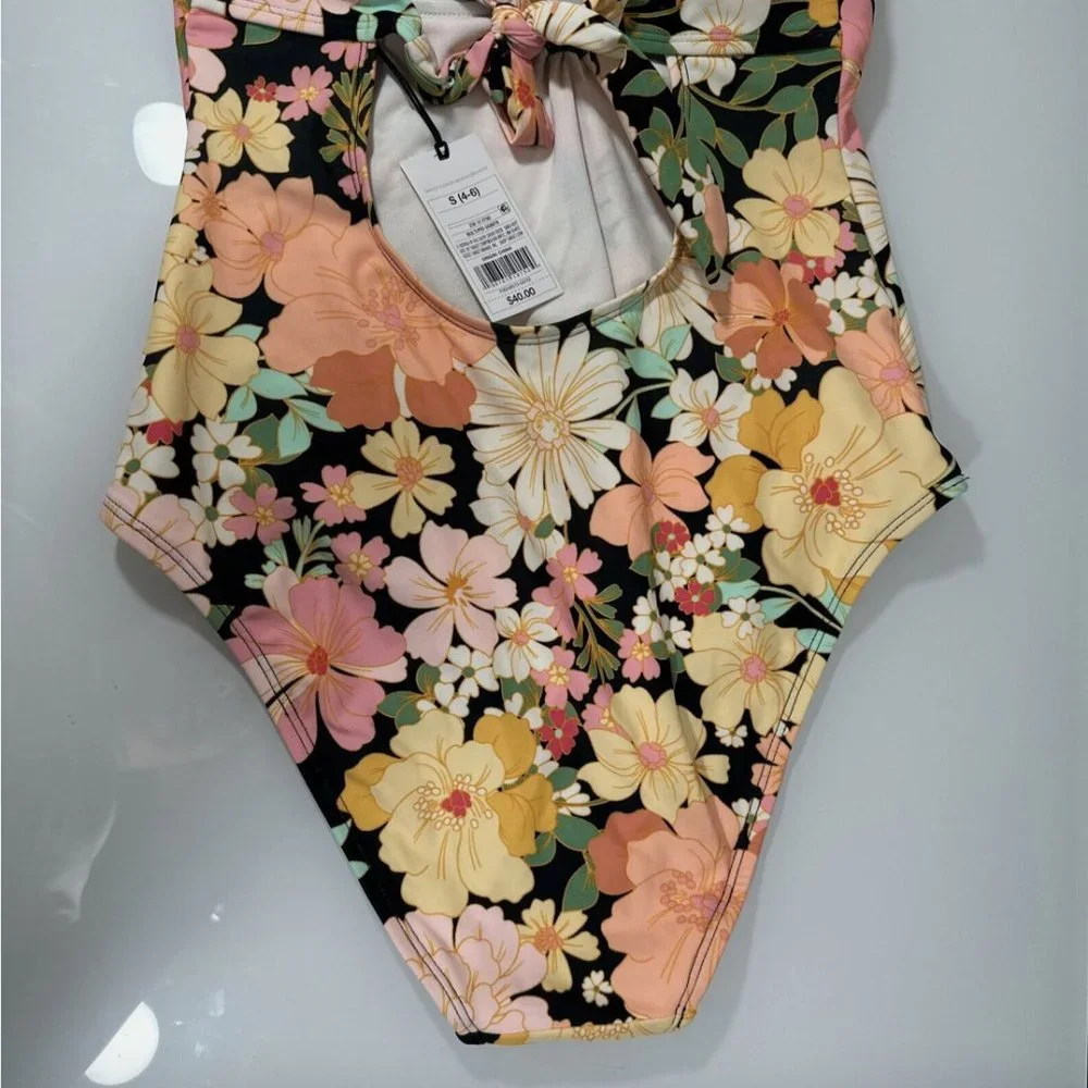 NWT Shade &‎ Shore [ Small 4-6 ] Halter Keyhole Bandeau One Piece Swimsuit 5940